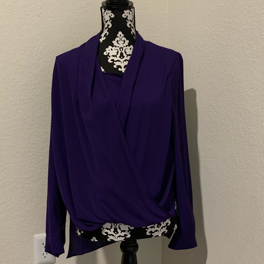 Vince Camuto Dark purple draped blouse